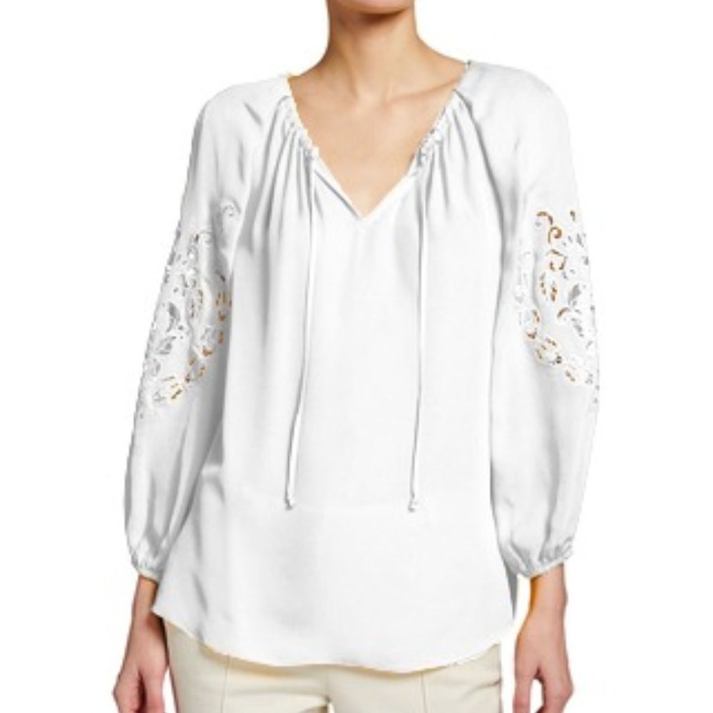 NEW Kobi Halperin Women Paulina Silk Embroidered Cut Out Floral Dress Blouse - Picture 4 of 6